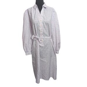 80s Schrader Sport Lilac Polka Dot Midi Dress Size 6 vintage office shirt